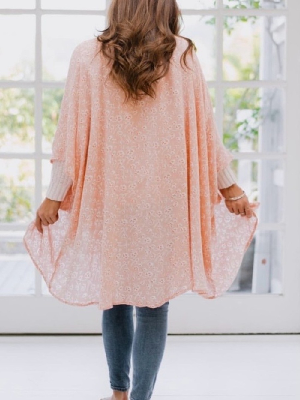 SYMBOLOGY Peach/Coral Print Kimono OS